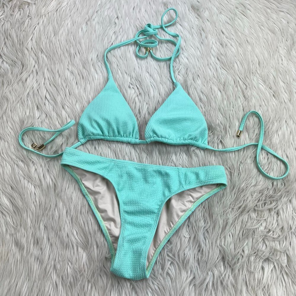 Hollie Watman‎ Textured Triangle Bikini Swimsuit